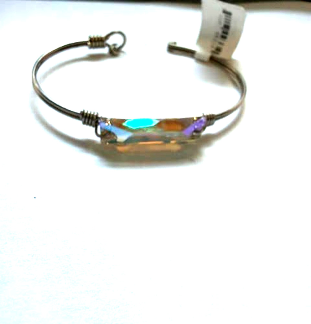 Luca + Danni Crystal Wire Cuff Bracelet Silver Tone Iridescent New $38